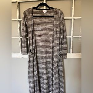 Lularoe XS Sarah duster cardigan  - gray striped